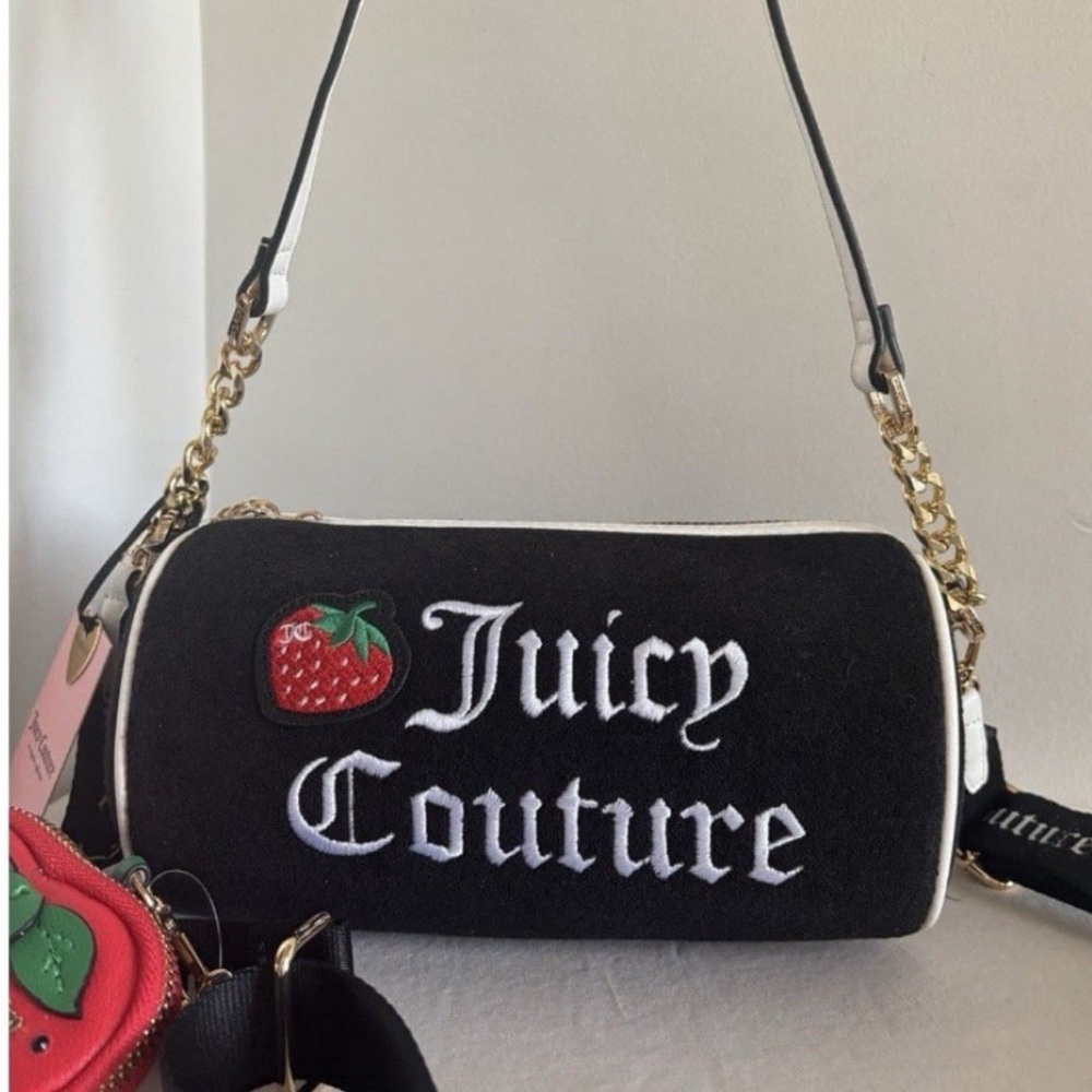 Juicy Couture Black Crossbody Bag with Strawberry Patch